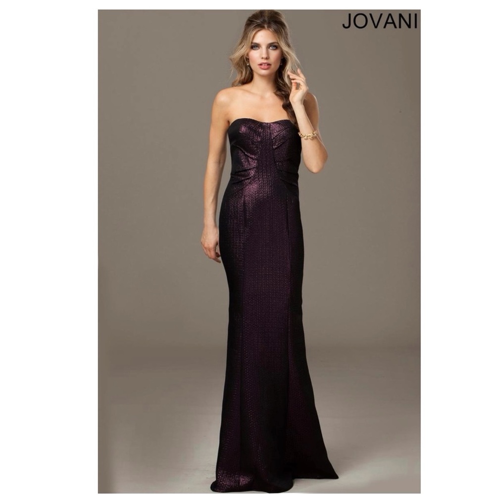 Jovani Evenings Wine Long Strapless Gown